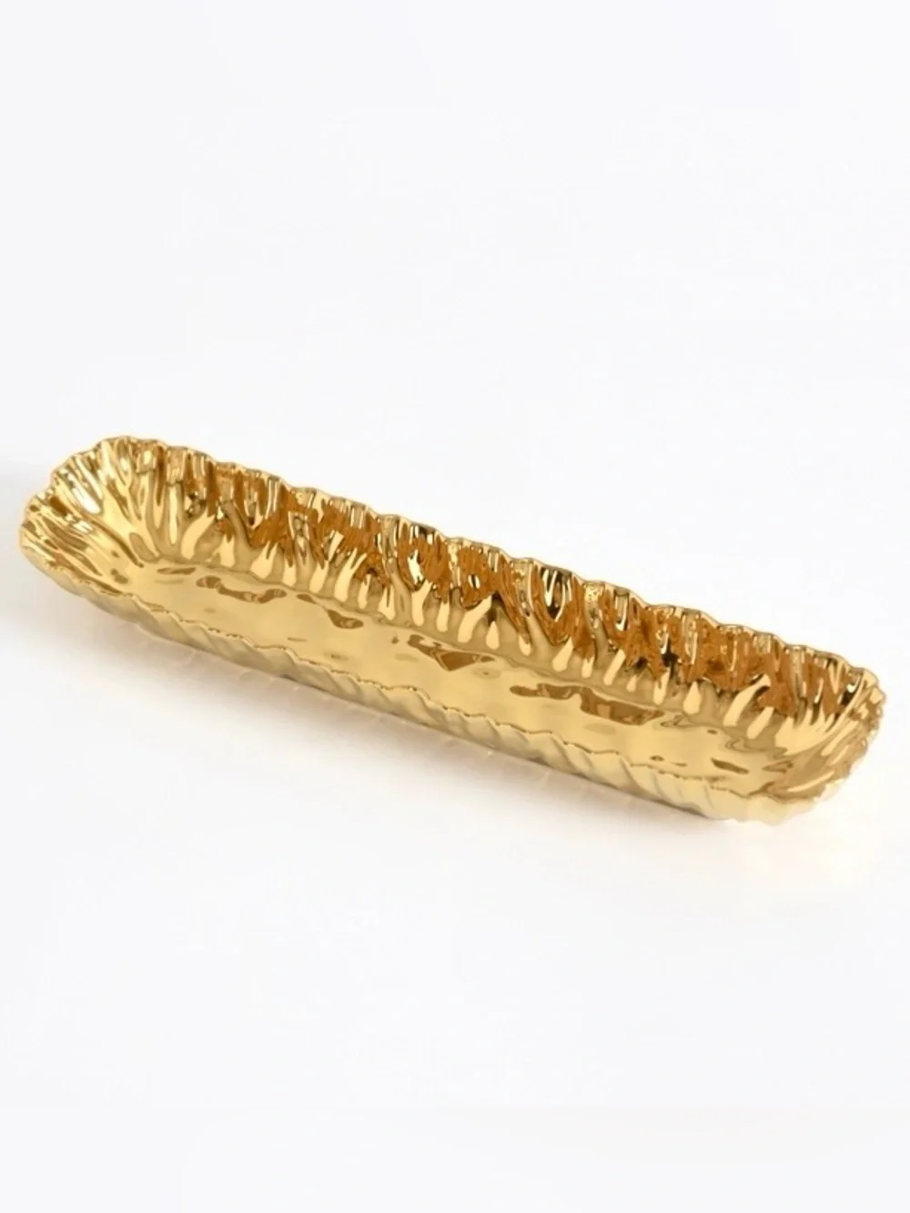 metallic gold finish porcelain cracker tray NWT